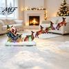 Illuminated Seasonal Ornament Christmas Deer Pulling Sled Figurine, Santa Reindeer Scene Decor with Colorful Battery Operated Festive Figurines