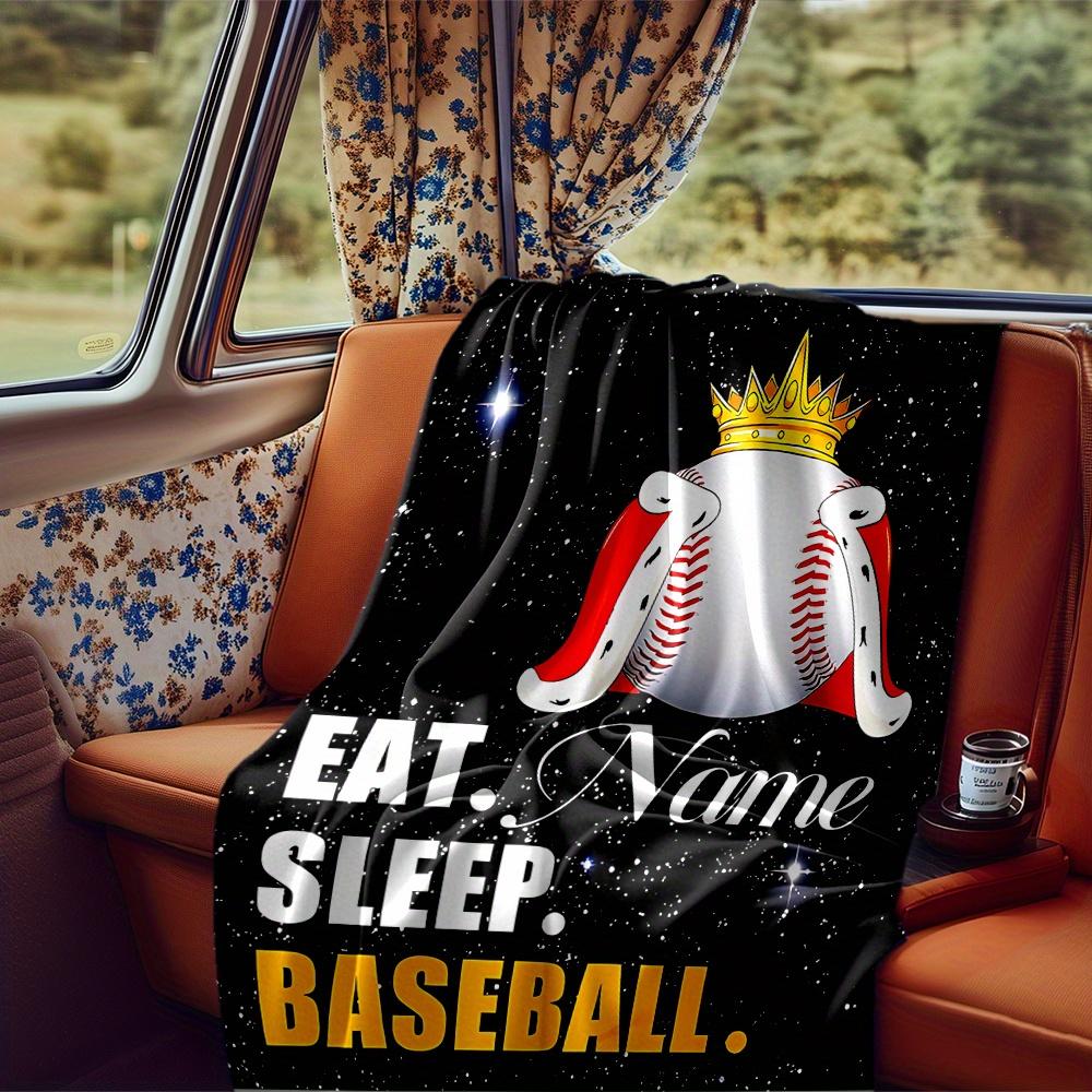 Baseball Player Silhouette With Personalized Name And Number Design Blanketcustomizable With Your Namecomfortable And Stylish Perfect For Travel Beds