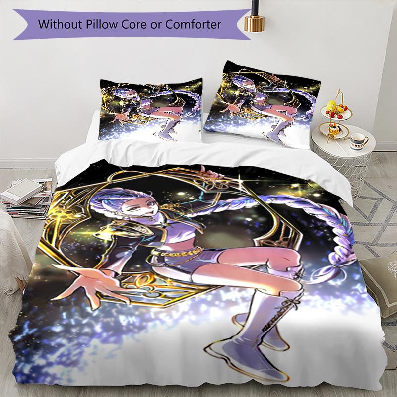 3pcs KPop Demon Hunters RUMI6 Design Cover Set - HD Printed Bedding with 1 Cover and 2 Pillowcases - Perfect for Home and Dorm Decor