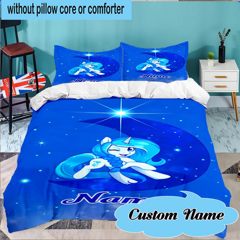 Custom Name 3PCS Mythic Unicorn Dreams Bedding Set Including 1pc Duvet Cover And 2pcs Pillowcases for Bedroom, Dormitory Gift Home Decor