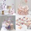 10Pcs Butterflies Golden Cake Decoration Pink Insert Card Creative Birthday Wedding Party Dessert