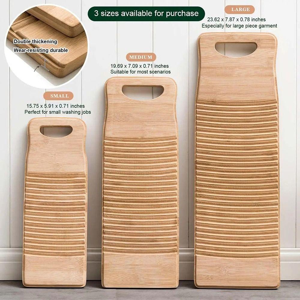 1Pcs Bamboo Wood Clothes Washboard Antislip Washing Scrub Board Durable Hand Wash Board  For Women