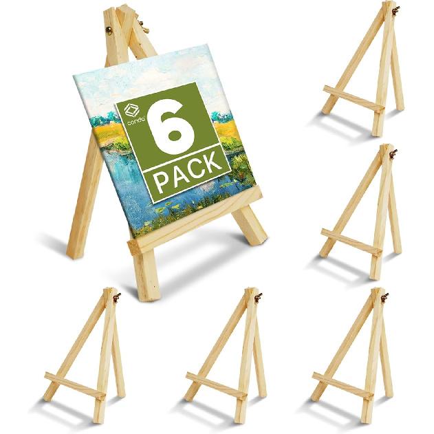 Conda 6 Pack 9 Inch Mini Wooden Display Easels, A-Shaped Mini Easel Stand for Small Painting, Painting Party Easel for DIY Crafts, Photos, Gift,