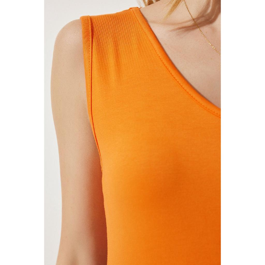 Deep Front Back V Neck Viscose Blouse Red