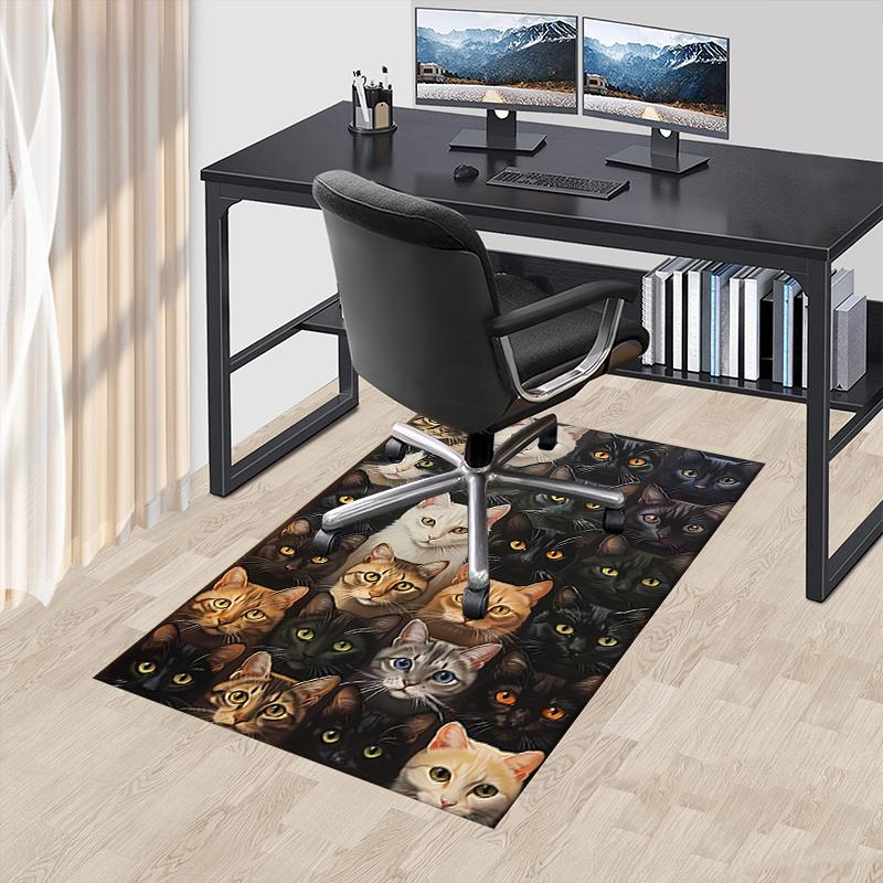 Cute Kitten Theme Chair Mat Office Carpet - Oversized Rug for Home Decor, Sofa Carpet, Office Flooring Gift, Suitable for Bedroom, Living Ro