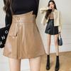 Модная короткая юбка трапециевидной формы из искусственной кожи с высокой талией для женщин нерегулярной формы