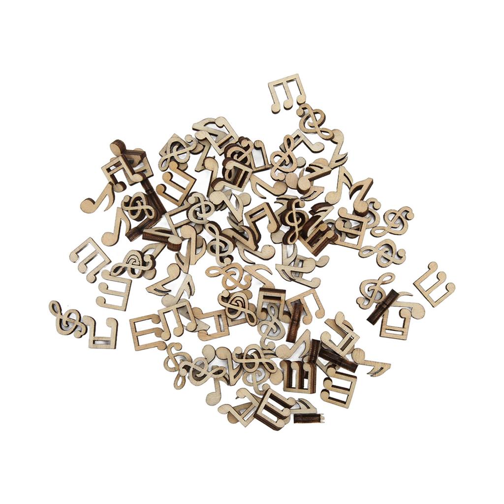 100Pcs Music Notes Wooden Cutouts Unfinished Durable Sturdy Polishing Fashion Vintage Musical Note Wood Pieces