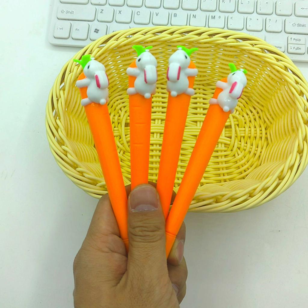 4 шт. Милая мультяшная ручка с морковкой, студенческая творческая черная ручка для воды 4 мл