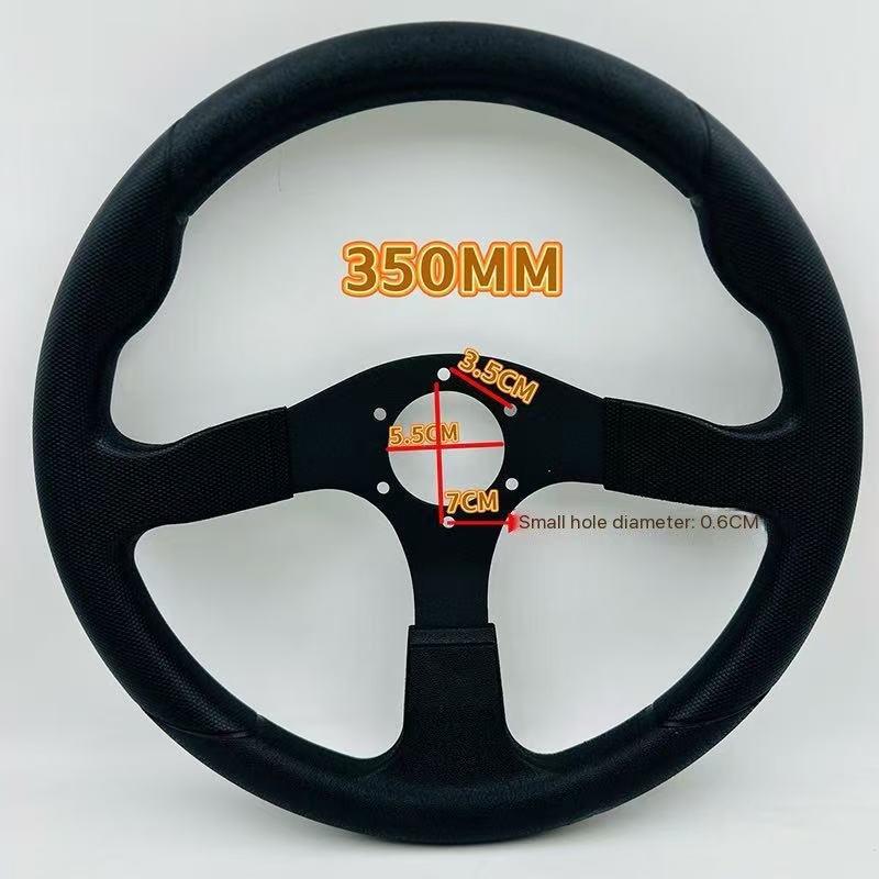 350MM 6-Hole Universal Steering Wheel For Go-Kart Modified Car Adult Racing Car Dune Buggy PU Material Available In Black One