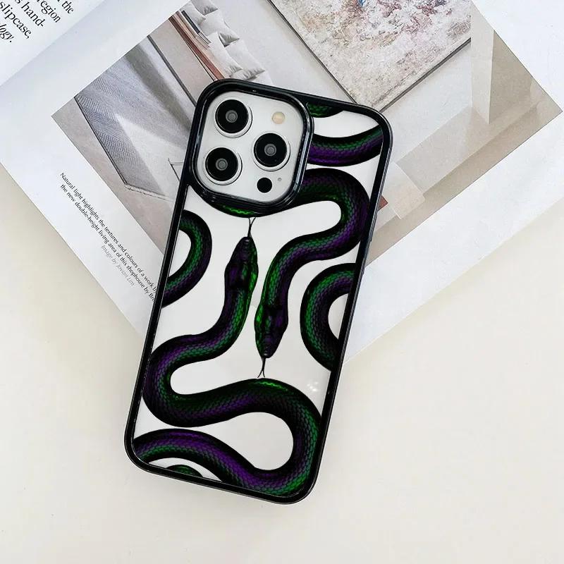 Роскошный прозрачный чехол Золотая Змея для IPhone 16 12 14 13 11 Pro Max Mini X XR XS 15 8 Plus Чехол Дракон Fundas для IPhone 13 Чехол