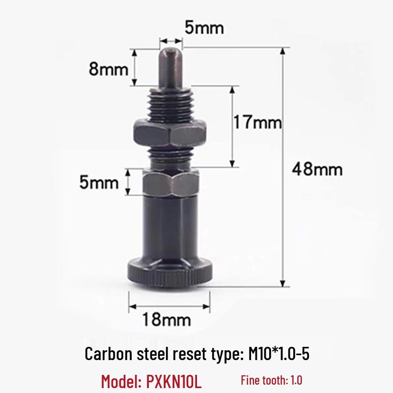 Stainless Steel/Carbon Steel Indexing Pin: Knob Plunger, Self-Locking, Re-Locking, Fine Thread, Complete Specifications