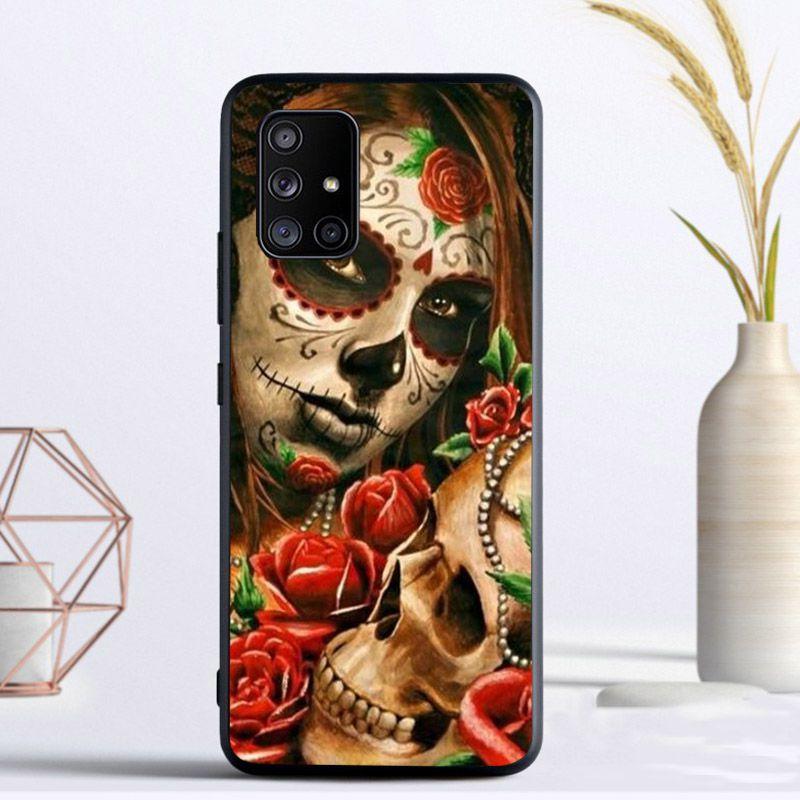 Mexican Skull Girl Tattooed Art Cover For Samsung Galaxy A13 A53 A11 A12 A32 A22 A52 A10S A41 A42 A33 A20E A30S A40 A21S Cases