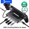 Док-станция USB C 7-в-1 Type C на USB C HUB 4K@60Hz 1000 Мбит/с Gigabit Ethernet PD Hub 100 Вт USB 3.0 адаптер для Steam Deck