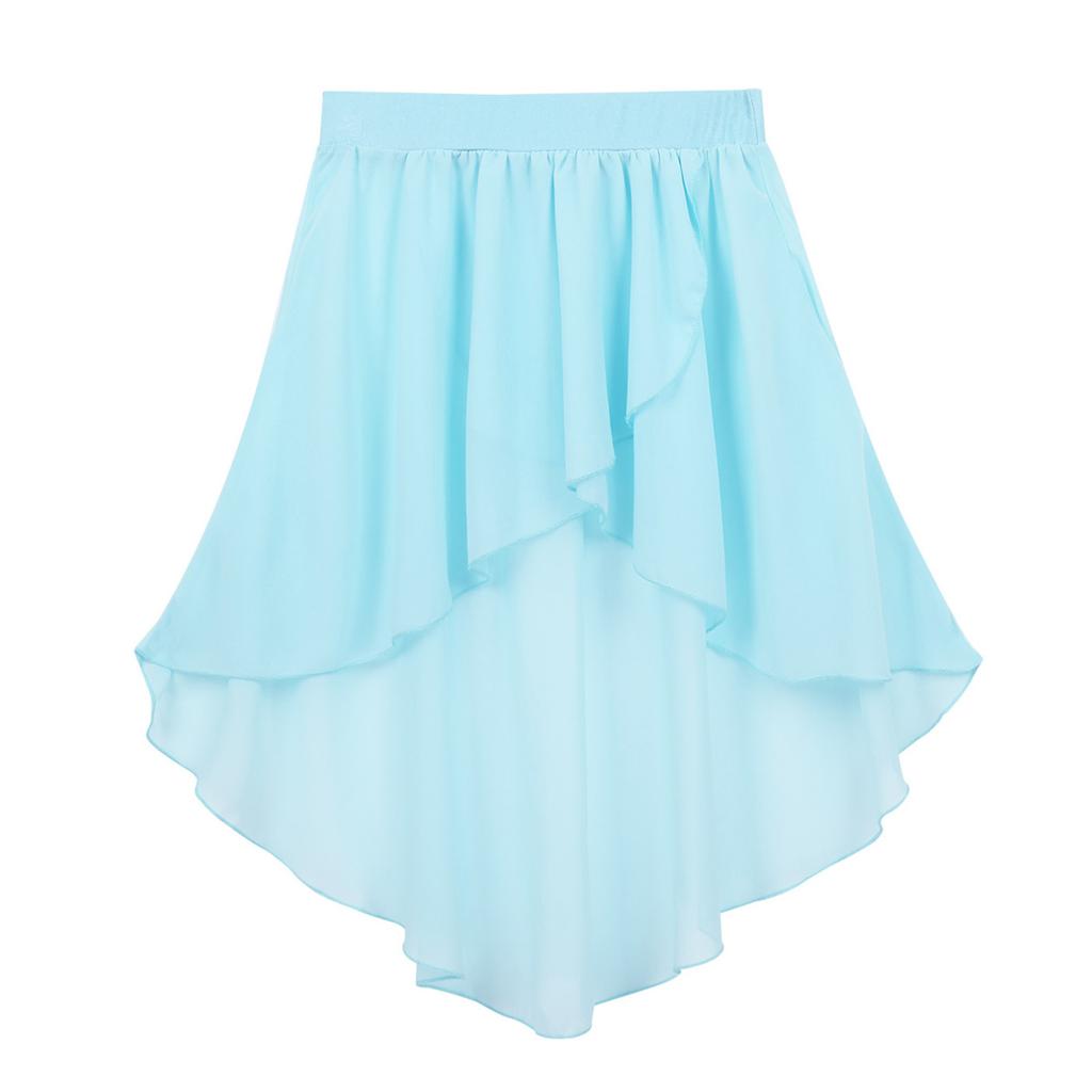 Kids Girls High Low Chiffon Dance Skirt for Lyrical Ballet Latin Jazz Stage Performance