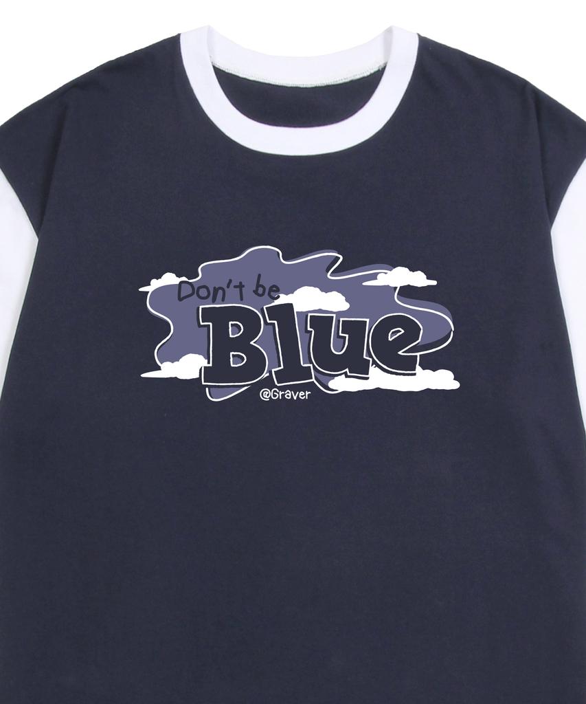 GRAVER [Unisex] Dont-Be-Blue Color Block Short Sleeve T-Shirt_Navy