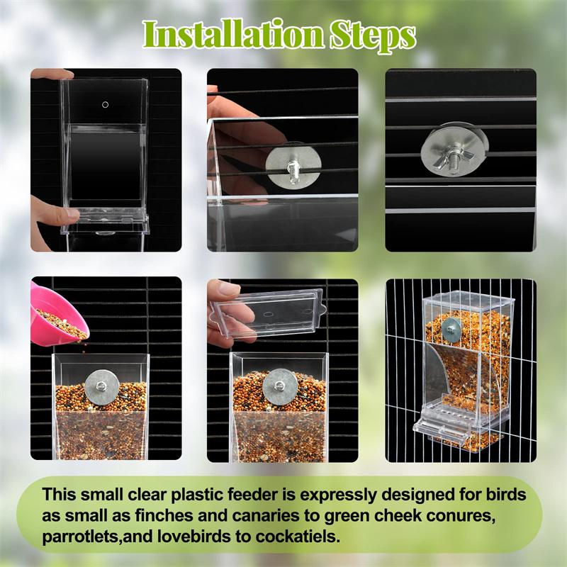 Кормушки для птиц без беспорядка, автоматическая кормушка для попугаев, поилка, акриловый контейнер для семян, аксессуары для клеток, для маленьких и средних попугаев