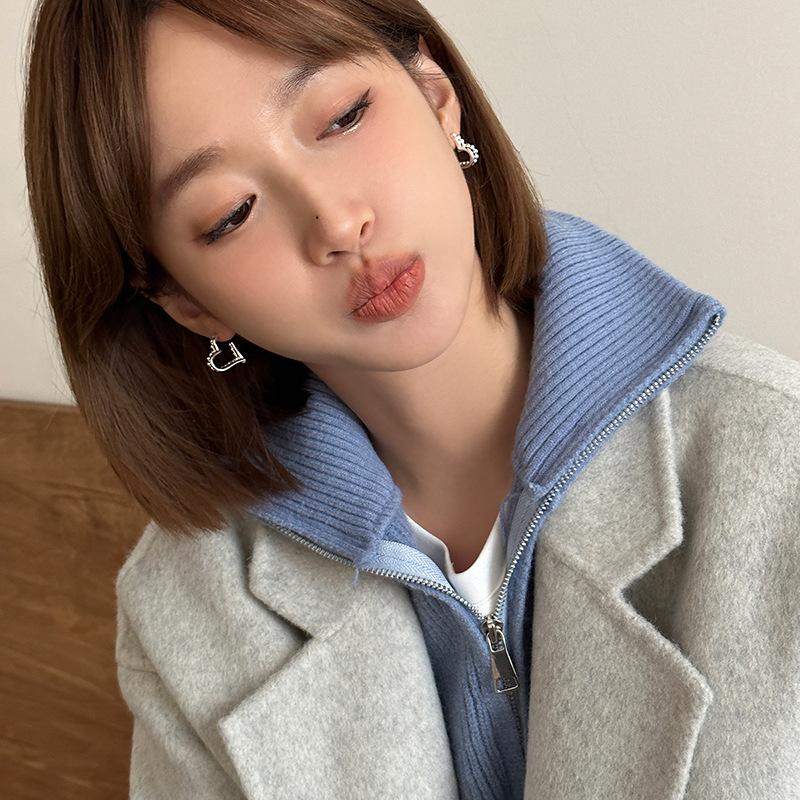 Французские легкие роскошные двухслойные серьги-гвоздики Love женские серьги Ins Niche Temperament нестандартные серьги в стиле ретро