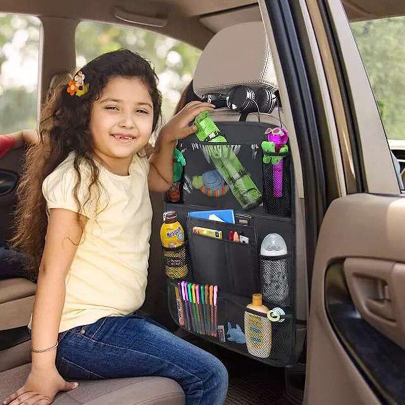 Car Seat Organizer Multifunctional Oxford Fabric Car Back Multi Pocket Storage Bag with Tablet Holder Protector for Kids