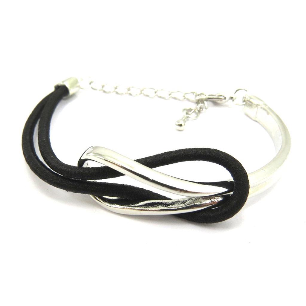 Les Trésors De Lily [L6058] - Silver Black 'Choréographie' Designer Bracelet - 45x30x13 Mm