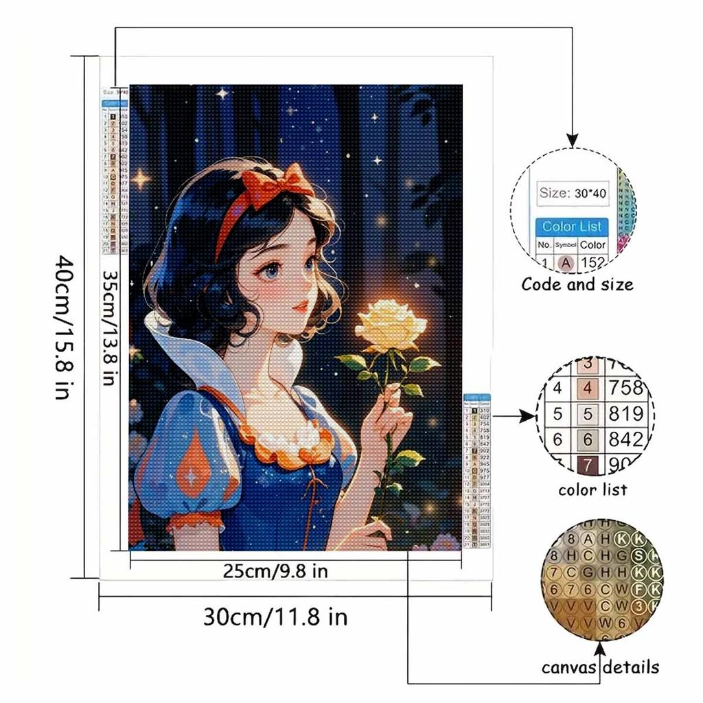DIY Diamond Painting Roses and Snow White Cross Stitch Kit Mosaic Art Diamond Painting Full Circle Diamond Home Decoration