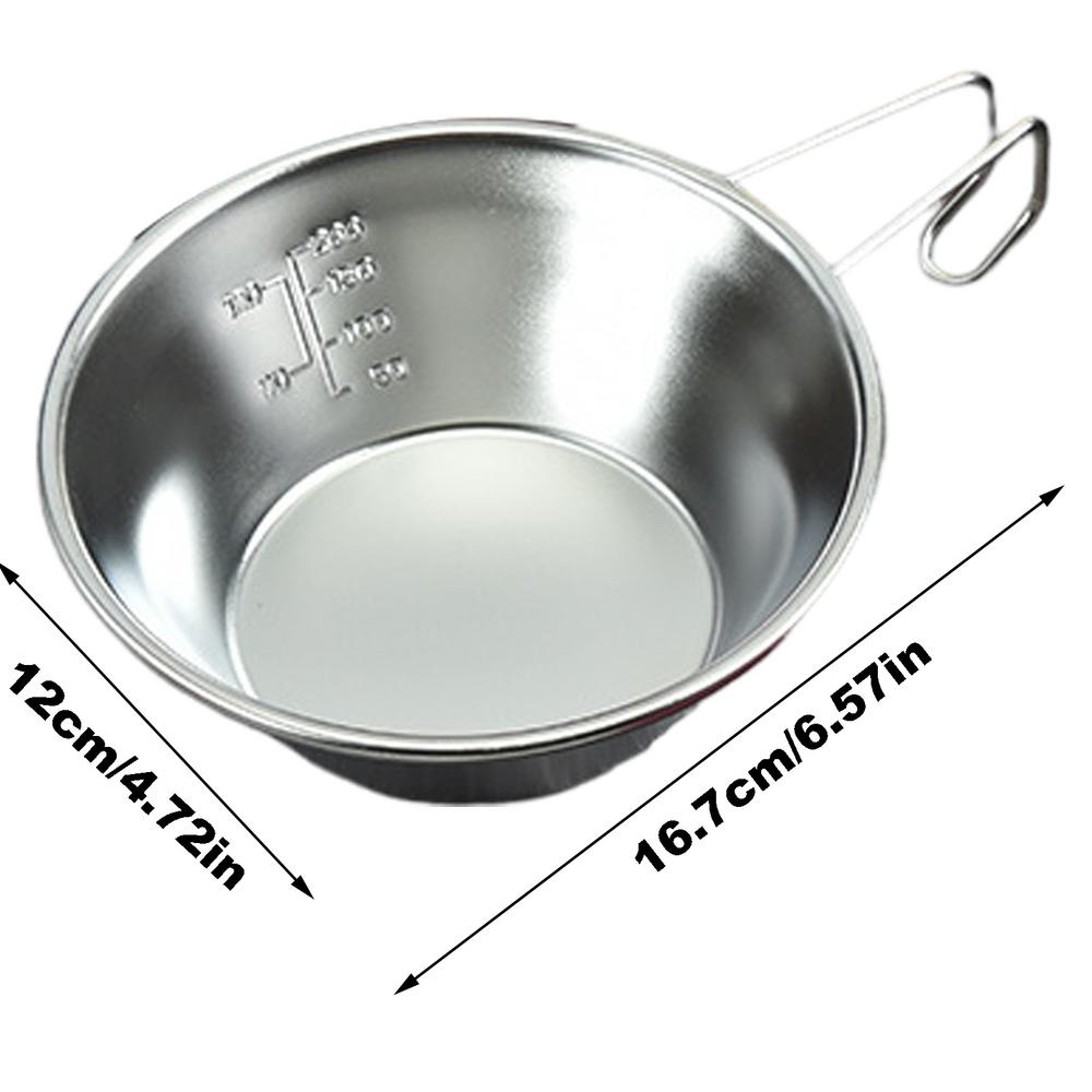 Camping Backpackers Cup Stainless Steel Outdoor Mug Cookware Cup Stainless Steel Bowl With Handles Picnic Dinner Bowl For Picnic