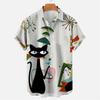 Men's Summer Shirt, Egyptian Cat 3D Pattern Shirt, Summer Collar Retro Short Sleeved Top, Unisex Clothing