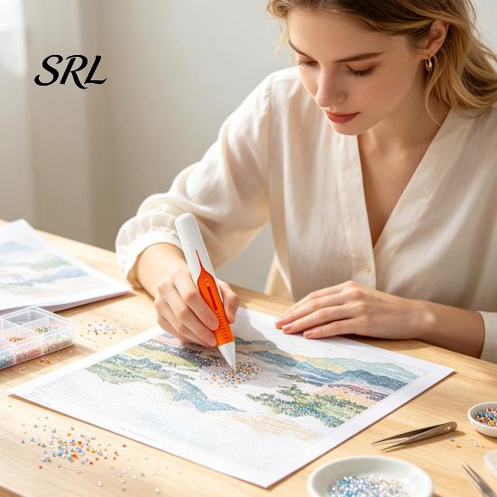 Art Craft Hobby Tool Automatic Bead Dispenser, Wax-Free Faux Diamond Pen, Ergonomic Precision Crafting for Beginners Applicator Round Diamonds,