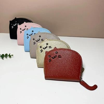 1 шт., милый мультяшный кот из искусственной кожи, складная сумка для карт, многофункциональная, женская, повседневная, органайзер для удостоверений личности, кошелек для монет, держатель для кредитных карт