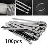 100 Pieces Metal Zip Ties Self Locking Easy Installation Fixed Fasteners Cable Binding Tools