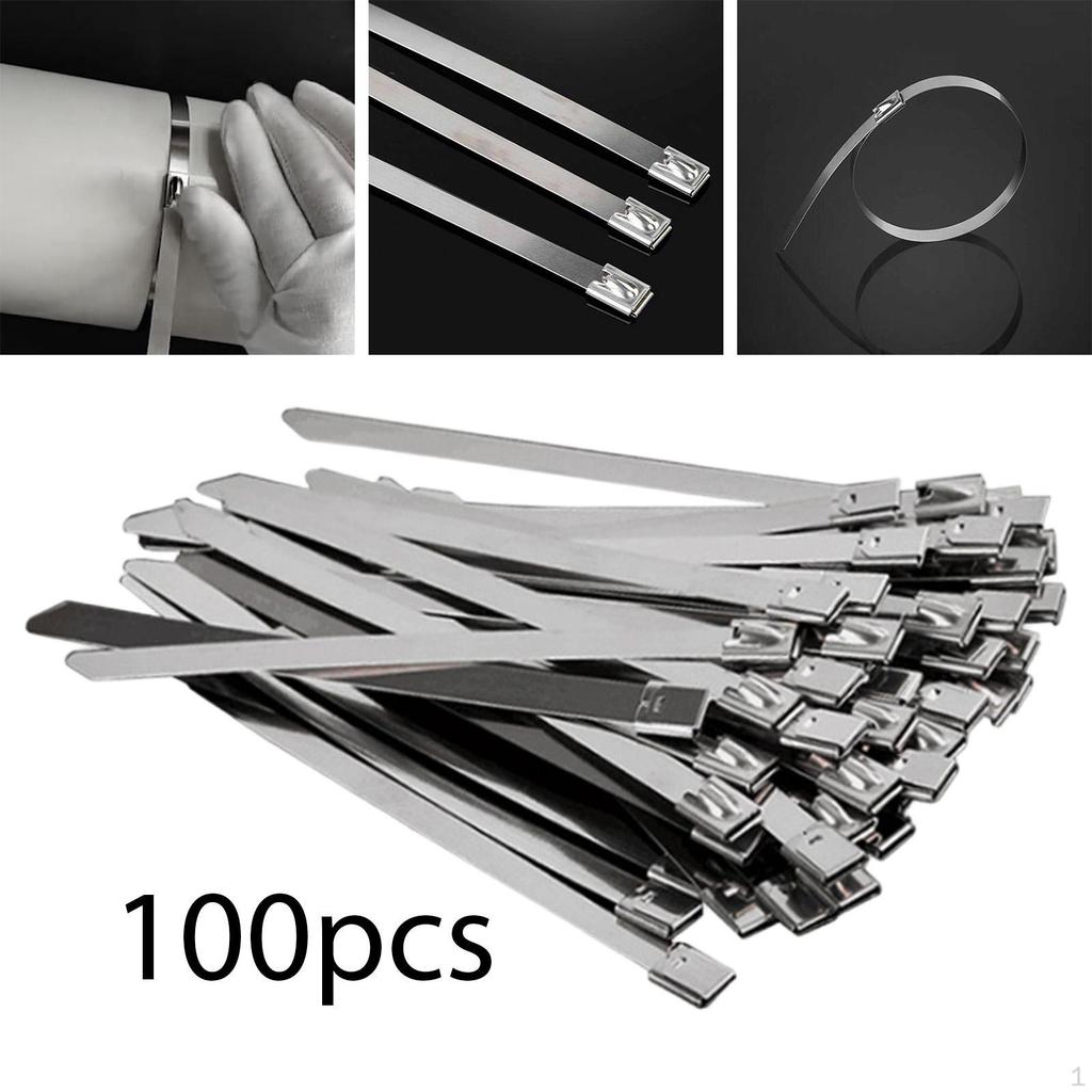 100 Pieces Metal Zip Ties Self Locking Easy Installation Fixed Fasteners Cable Binding Tools