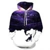 Starry Sky 3D Digital Printing Men's and Women's Hooded Sweater, Large Size Loose Couple's Baseball Uniform Autumn