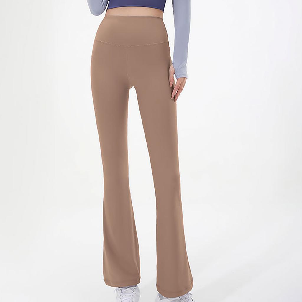 Женские брюки-клеш, брюки для йоги, спортивные брюки для фитнеса, высокая талия, подтягивающие бедра, эластичные бесшовные брюки с четырех сторон