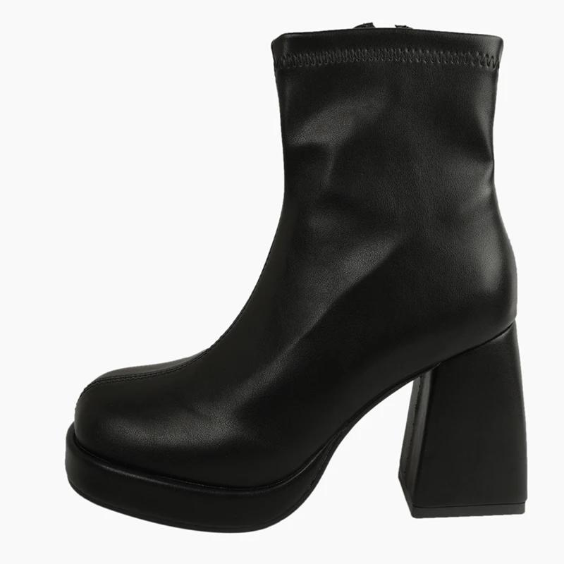 Платформа Толстый каблук Женские короткие сапоги Модные Ботильоны Ботильоны Ботинки Ночной Клуб Осень Зима Женская Обувь