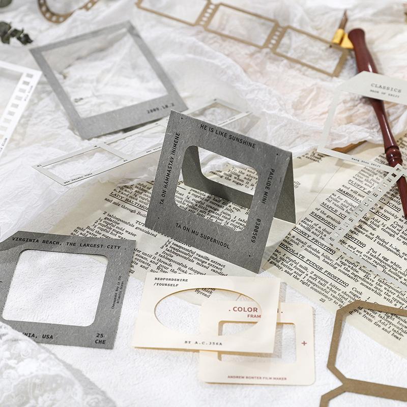 10 Sheets Vintage Hollow Film Sticker Diy Diary Decoration Minimalist framework INS Sticker Album Scrapbooking Kawaii Stationery