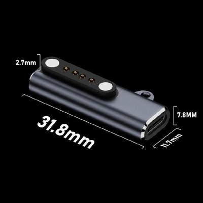 Эффективный зарядный адаптер USB C на 2-контактный/4-контактный 7,62 мм для костных наушников Алюминиевый дизайн со светодиодной подсветкой