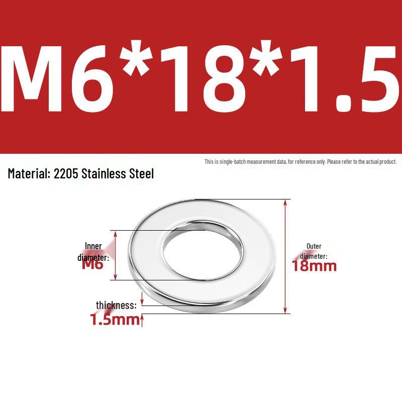 High-Strength 2205 Duplex Stainless Steel Flat Washer, Grade 8.8, DIN125 Standard for M6-M36 Screws