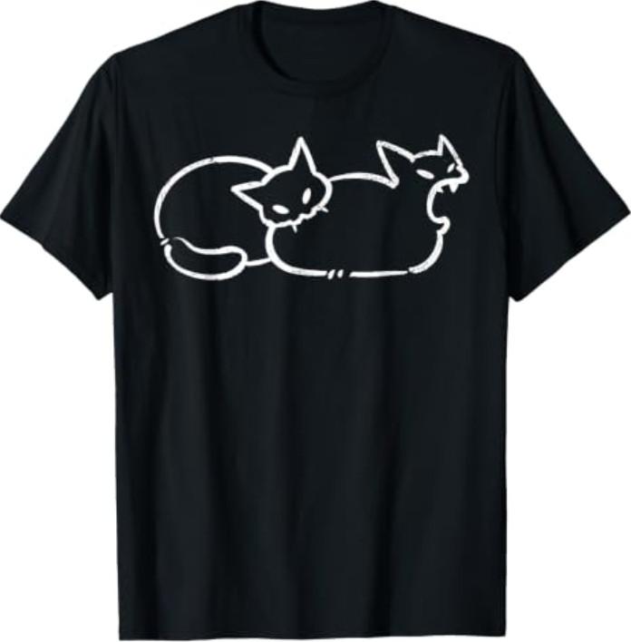 Cat Biting Cat Butt Funny Cat Meme Humor T-Shirt