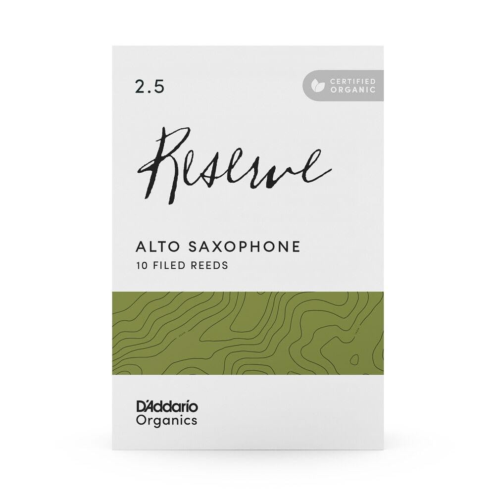 Трости для деревянных духовых инструментов WoodWinds для альт-саксофона USDA Organic RESERVE ODJR1025 D'Addario D'Addario Саксофон, Сертифицированные, [Жесткость 2.5], Упаковка 10 шт.
