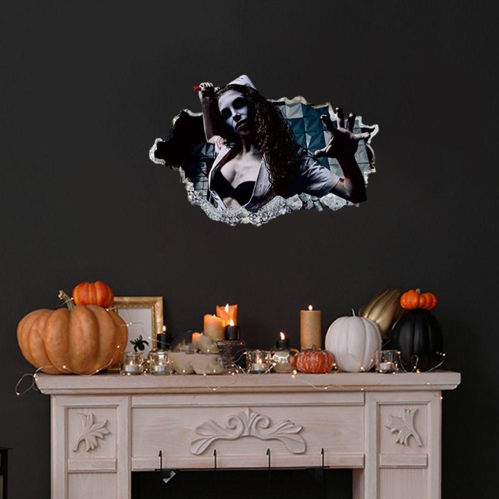 Self Adhesive Zombie Wall Sticker Realistic Ghost Witch Silhouette Sticker  Party