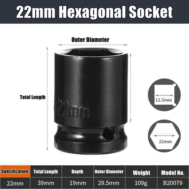 Набор глубоких ударных головок 1/2" Привод Метрический ключ Черная головка Глубокая ударная головка Пневматическая головка Инструменты для снятия шин