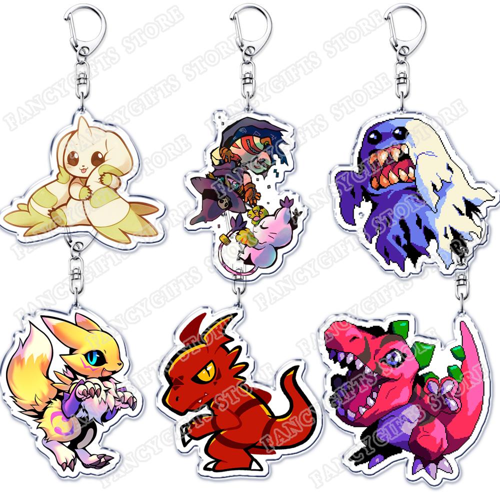 Ключницы Digimon из аниме 90-х для аксессуаров Сумки Милосердный Тай Карис Дигивайс Агумон Терриермон Монстры Брелки Украшения Подарок для фаната