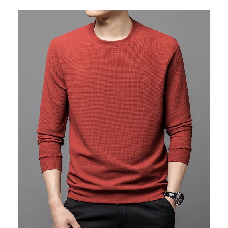 Men S Waffle Knit Crew Neck Long Sleeve T Shirt Casual Base Layer