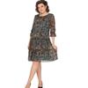 2025 Spring/Summer European & American Women's Plus Size Chiffon Printed Dress with Seven-Sleeve Design