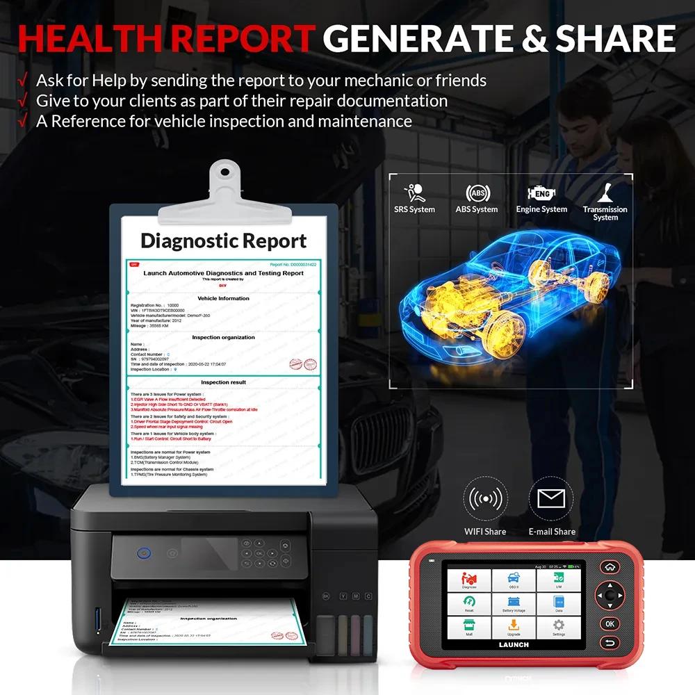 LAUNCH X431 CRP129E PLUS Car Full Systems EOBD OBD2 Scanner Diagnostic Tool 8 Reset Services Auto VIN Scan Battery Test Update