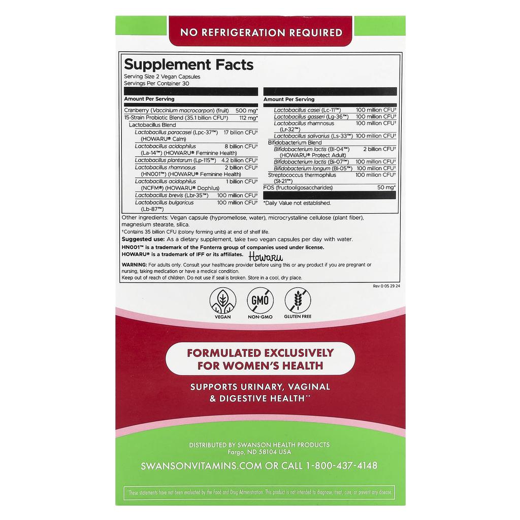 Women's Daily Probiotic + Prebiotic Fos with Cranberry, 35 Billion CFU, 60 Veggie Caps