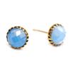 [R4468] - Golden Blue 'Cléopatra' Steel Designer Earrings (opal)- 7 Mm