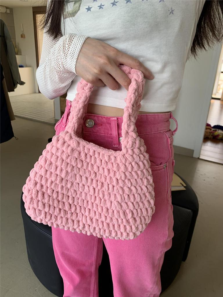 Осенне-зимняя новая корейская сумка из натурального плюша ручной работы, универсальная повседневная плетеная сумка