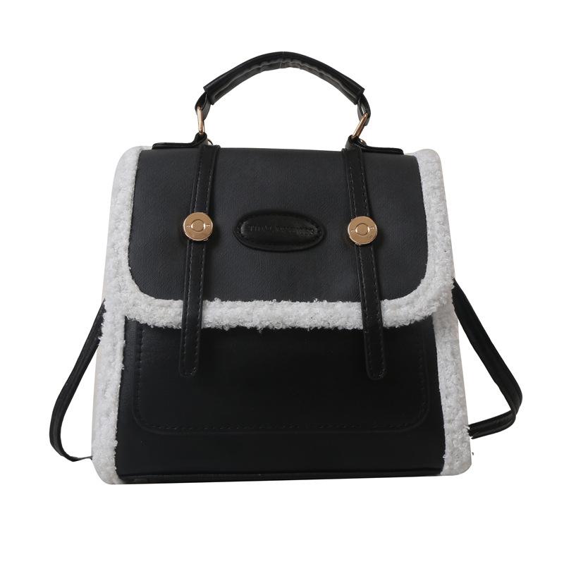 Осенне-зимний контрастный цвет ретро рюкзак сумка женская 2024 новый простой иностранный стиль одно плечо сумка повседневная сумка-мессенджер