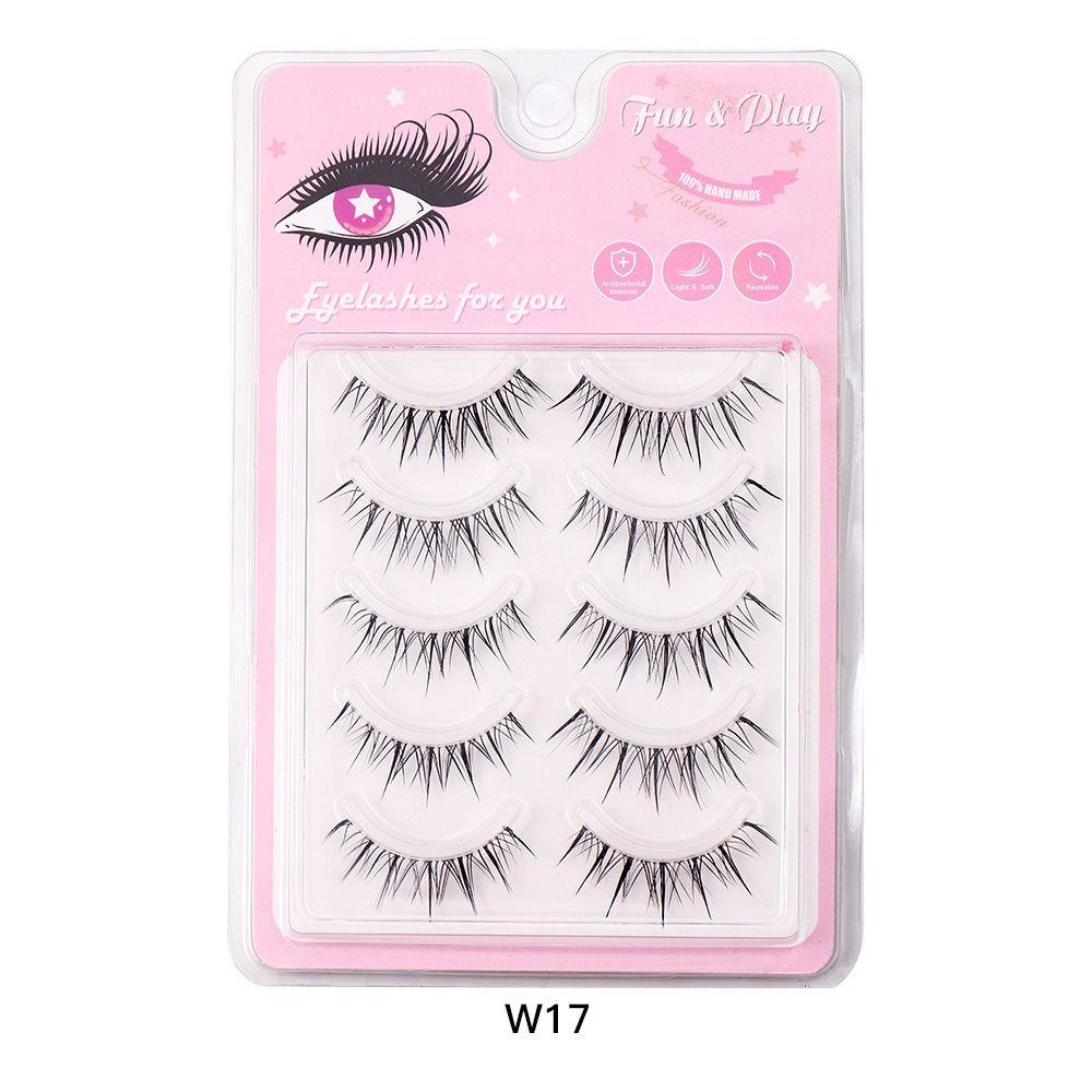 Wispy False Eyelashes Natural Look Cosplay Lashes Clear Band Fake Lashes  Women Girls