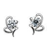 Metal Durable 925 Sterling Silver Earrings With Eye-catching Heart-shaped Birthstone Crystal